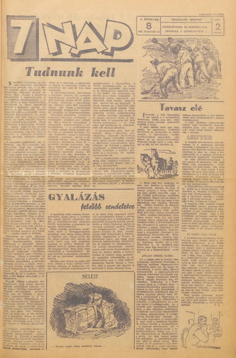 7 Nap, 5. évf. 1950. február 22. 8. sz. 1–4. oldal