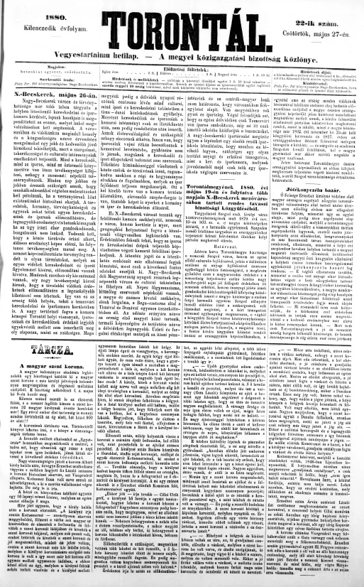 Torontál, 9. évf. 1880. május 27. 22. sz.