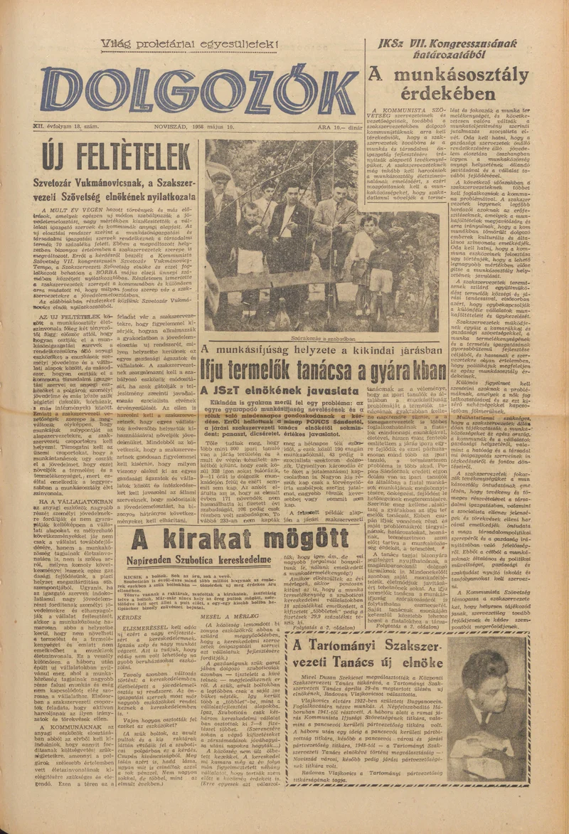 Dolgozók, 12. évf. 1958. május 10. 18. sz.