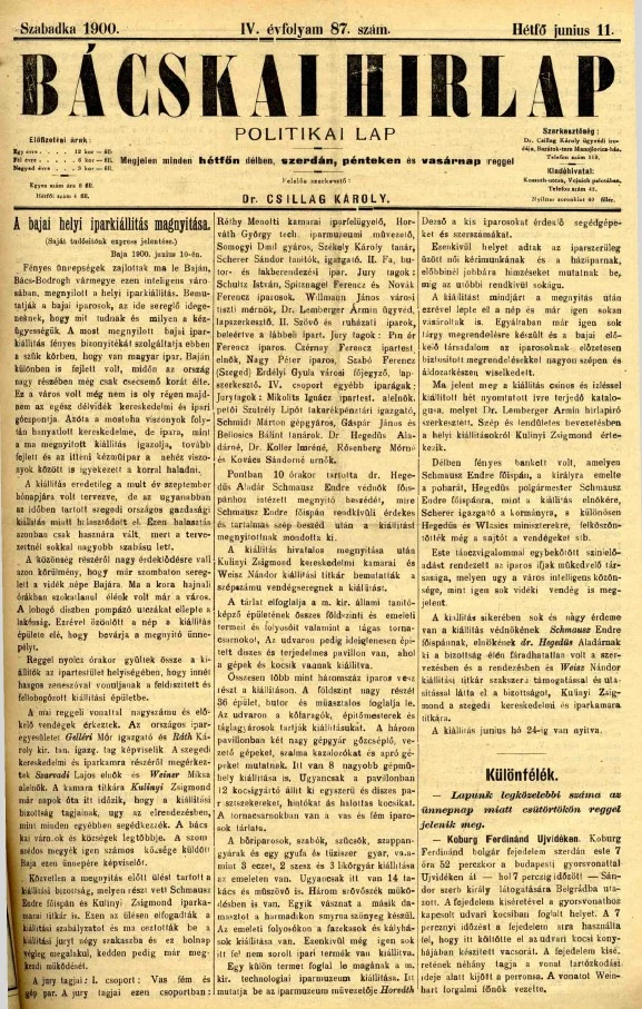 Bácskai Hirlap, 4. évf. 1900. június 11. 87. sz.