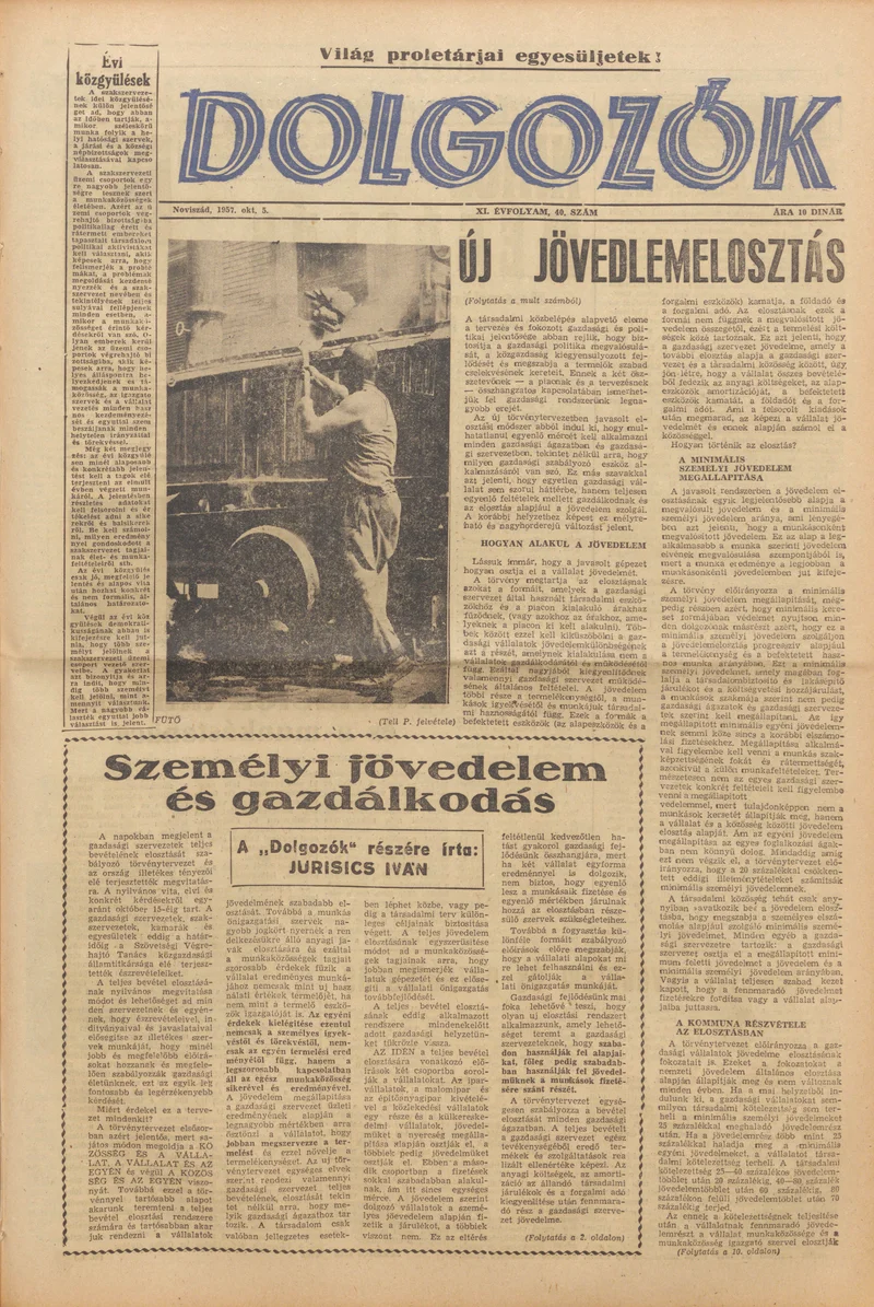 Dolgozók, 11. évf. 1957. október 5. 40. sz.