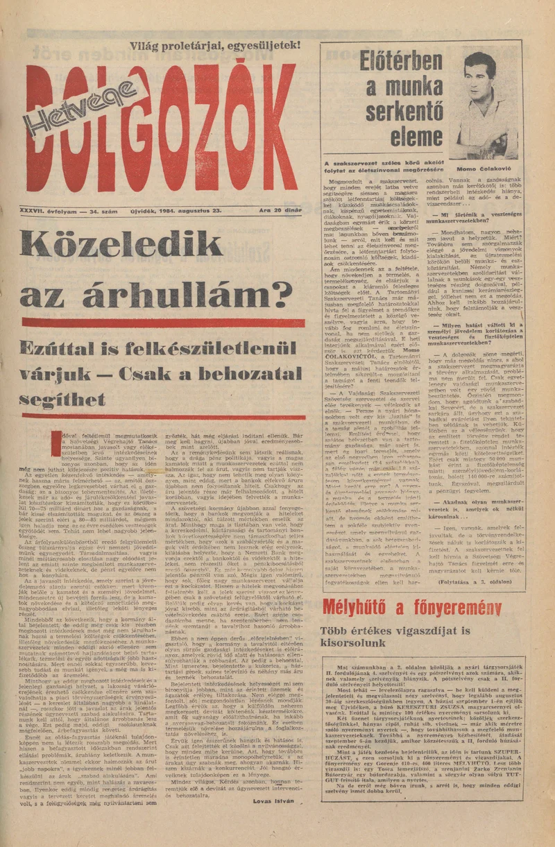 Dolgozók, 38. évf. 1984. augusztus 23. 34. sz.
