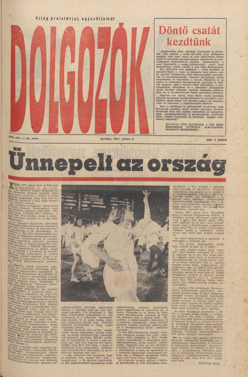 Dolgozók, 31. évf. 1977. június 2. 22. sz.