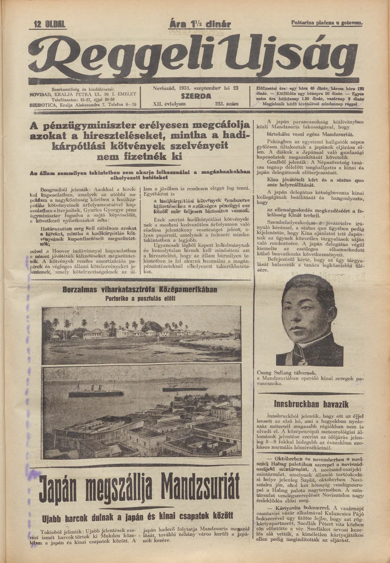 Reggeli Újság, 12. évf. 1931. szeptember 23. 223. sz.