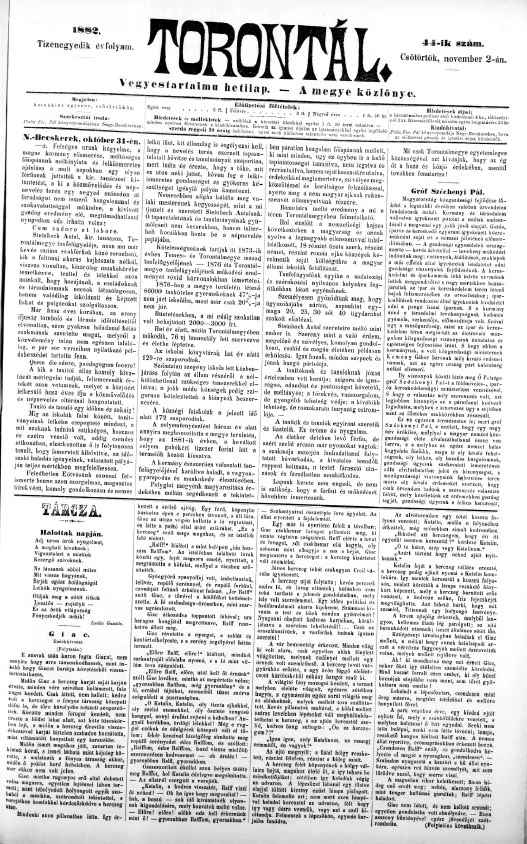 Torontál, 11. évf. 1882. november 2. 44. sz.