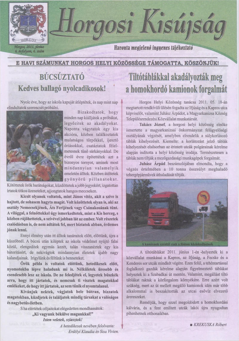 Horgosi Kisújság, 6. évf. 2011. június. 6. sz.