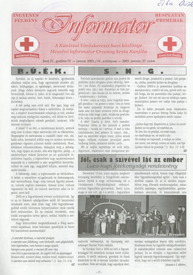 Informator, 4. évf. 2003. január 1. 27. sz.