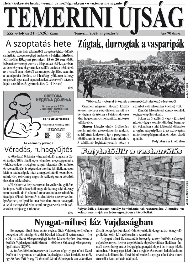 Temerini Újság, 30. évf. 2024. augusztus 8. 31. sz.