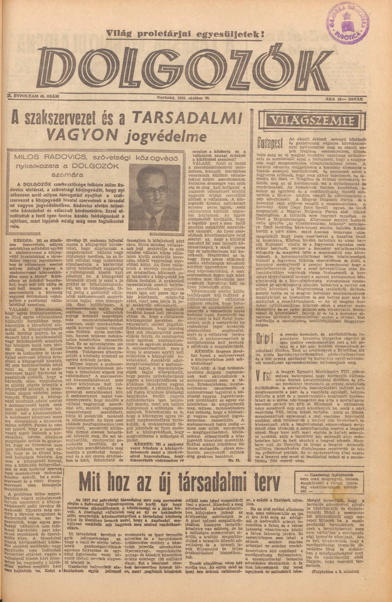 Dolgozók, 10. évf. 1956. október 30. 45. sz.