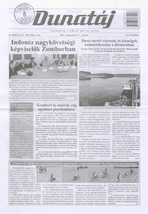 Dunatáj, 12. évf. 2010. augusztus 11. 592–594. sz.