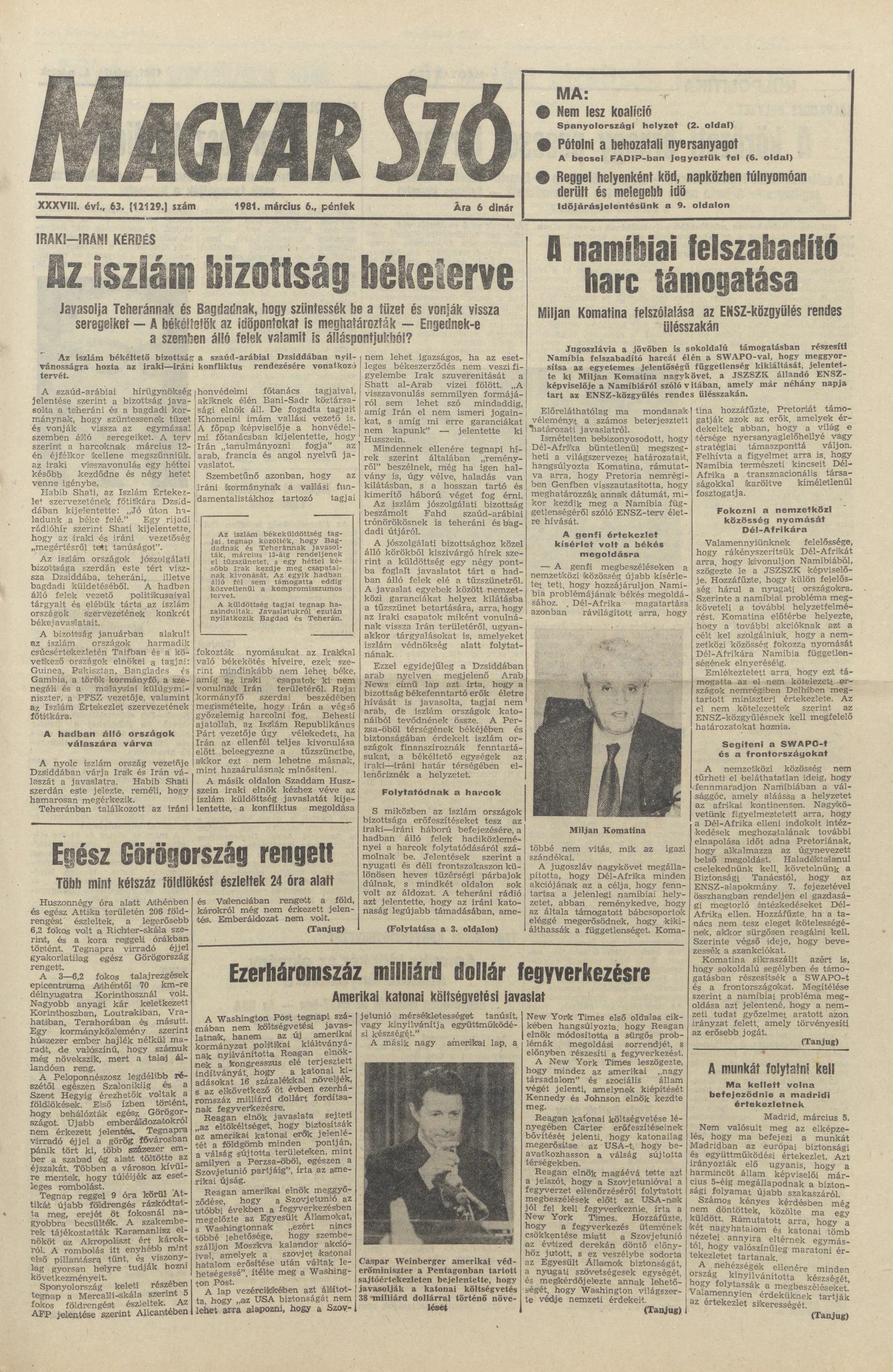 Magyar Szó, 38. évf. 1981. március 6. 63. sz.