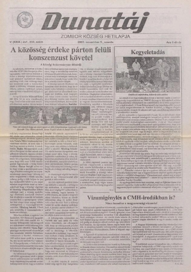 Dunatáj, 5. évf. 2003. november 5. 239. sz.