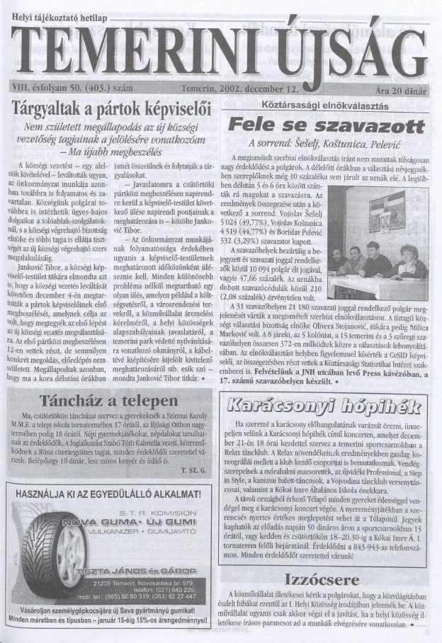 Temerini Újság, 8. évf. 2002. december 12. 50. sz.