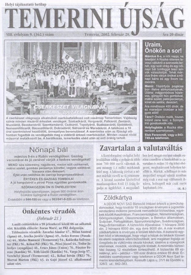 Temerini Újság, 6. évf. 2002. február 28. 9. sz.