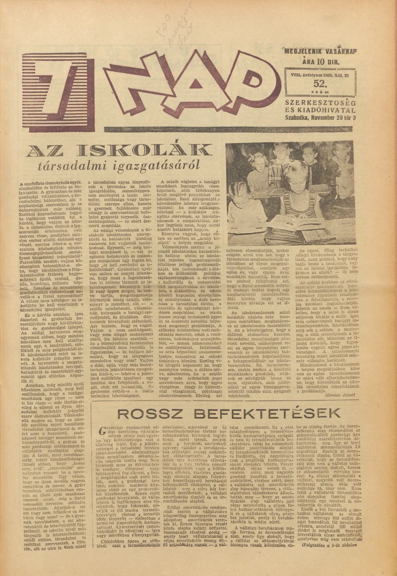 7 Nap, 8. évf. 1953. december 27. 52. sz. 1–16. oldal