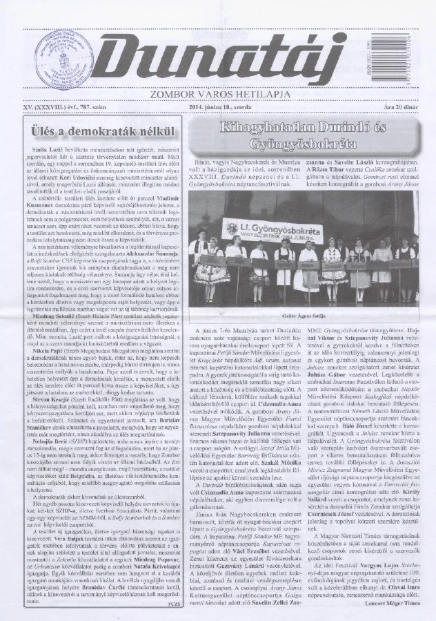 Dunatáj, 16. évf. 2014. június 18. 787. sz.