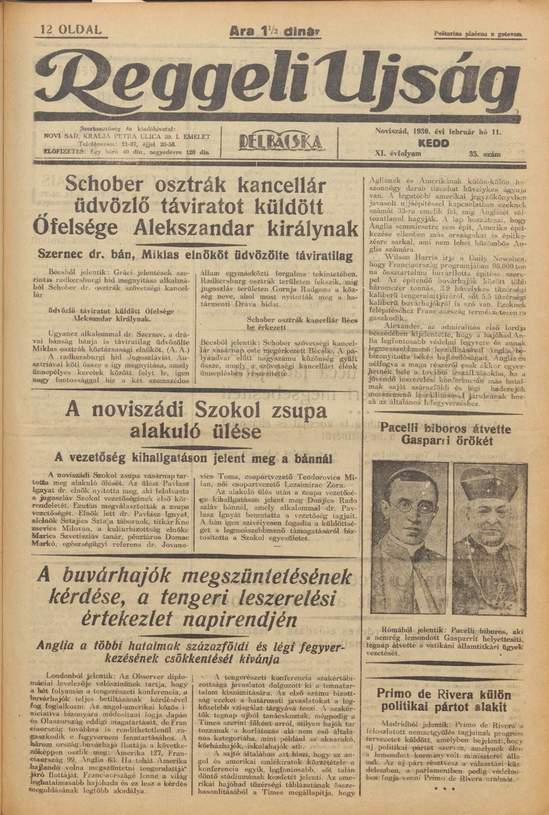 Reggeli Újság, 11. évf. 1930. február 11. 35. sz.