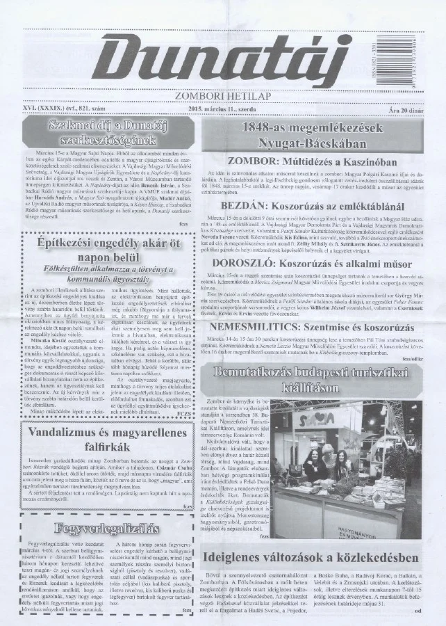 Dunatáj, 17. évf. 2015. március 11. 821. sz.