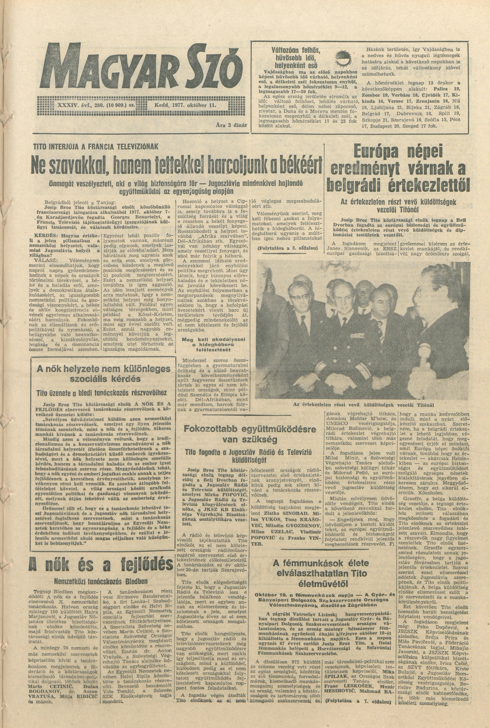 Magyar Szó, 34. évf. 1977. október 11. 280. sz.