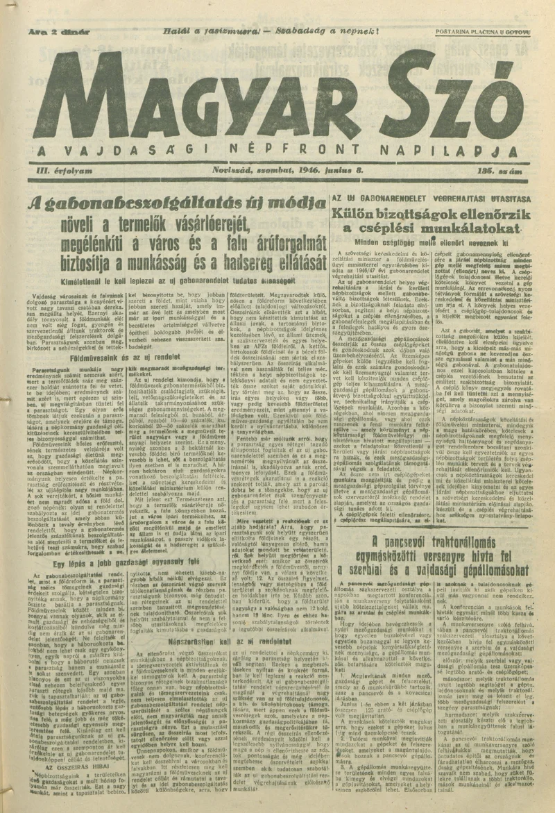 Magyar Szó, 3. évf. 1946. június 8. 135. sz. 1–8. oldal