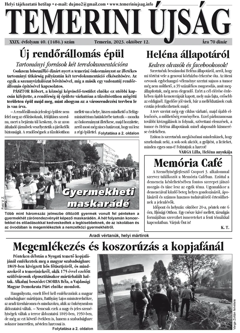 Temerini Újság, 29. évf. 2023. október 12. 40. sz.