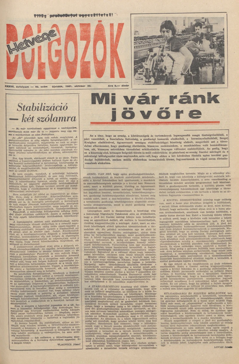 Dolgozók, 35. évf. 1981. október 22. 42. sz.