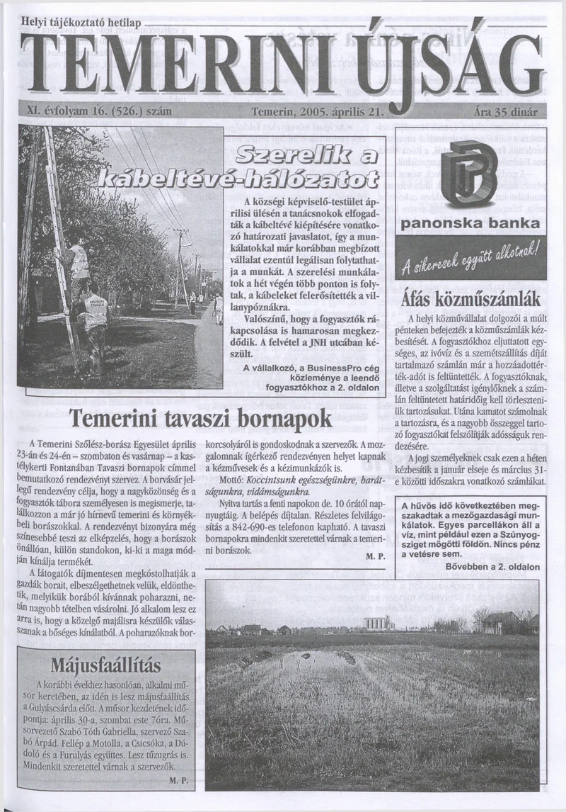 Temerini Újság, 11. évf. 2005. április 21. 16. sz.