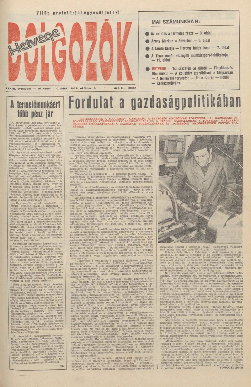 Dolgozók, 35. évf. 1981. október 8. 40. sz.