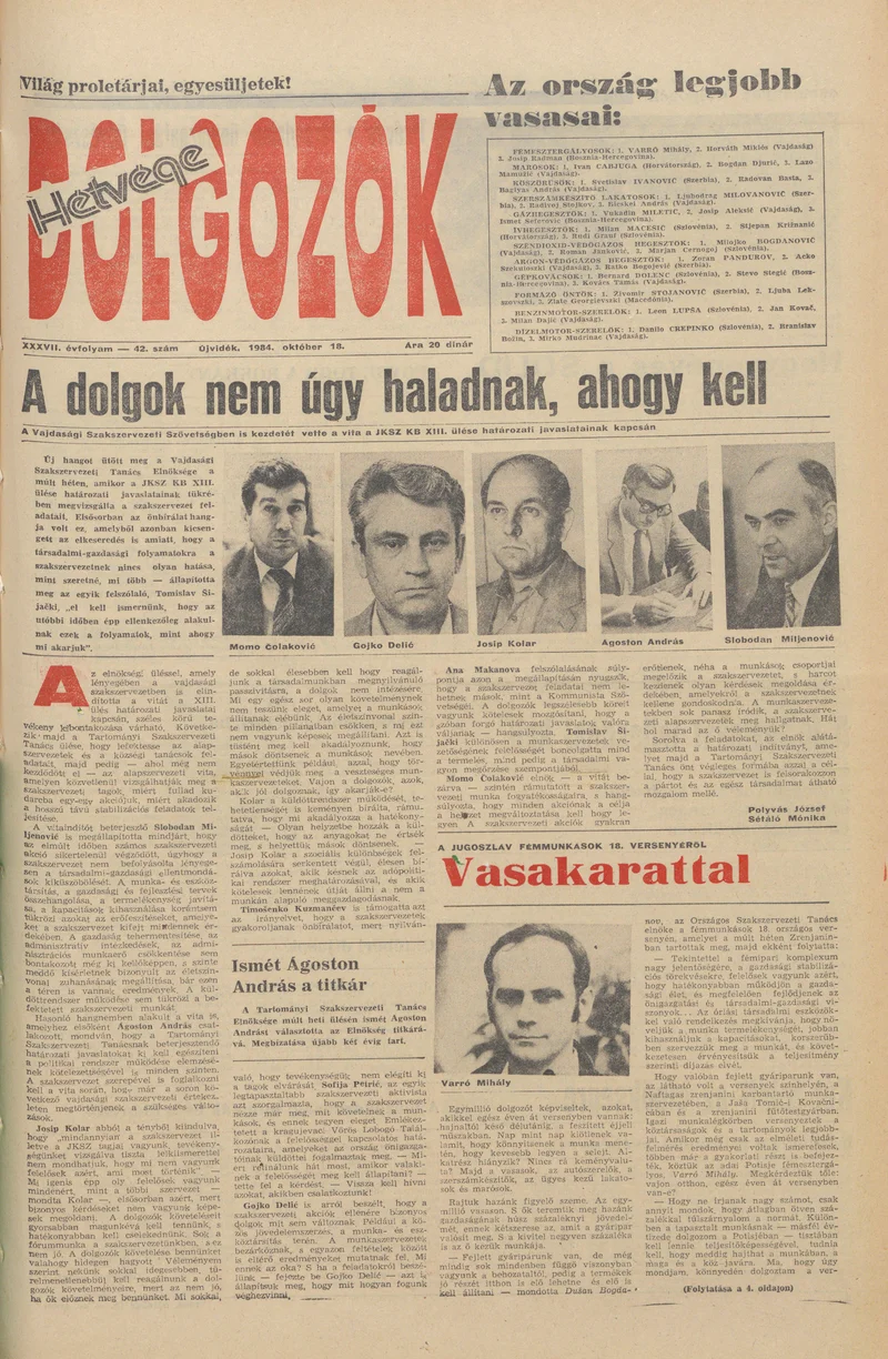 Dolgozók, 38. évf. 1984. október 18. 42. sz.