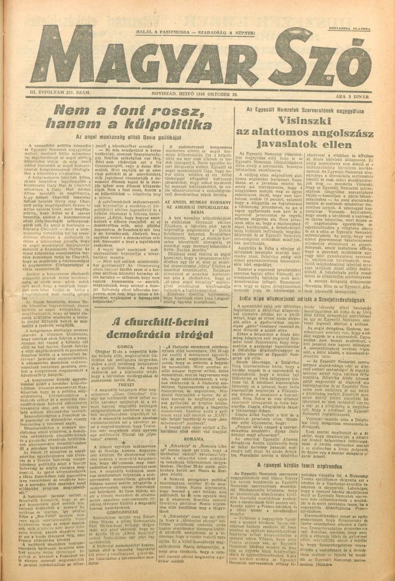 Magyar Szó, 3. évf. 1946. október 28. 257. sz. 1–6. oldal