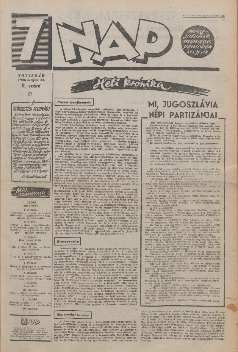 7 Nap, 1. évf. 1946. május 24. 8. sz. 1–12. oldal