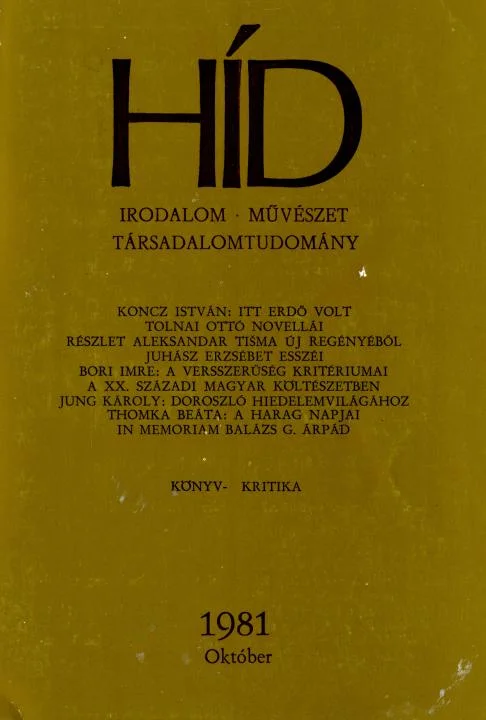 Híd, 45. évf. 1981. október. 10. sz. 1121–1272. oldal