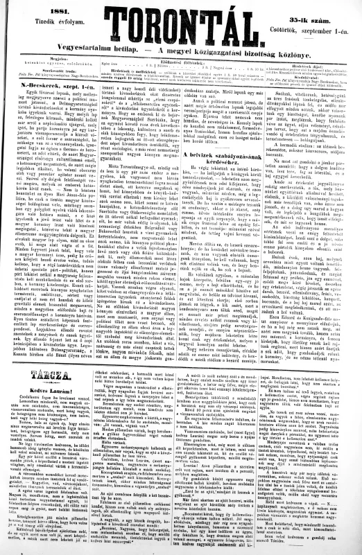 Torontál, 10. évf. 1881. szeptember 1. 35. sz.