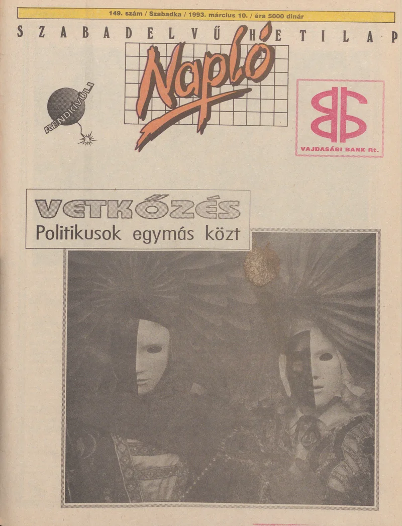 Napló - Szabadelvű hetilap, 4. évf. 1993. március 10. 149. sz.