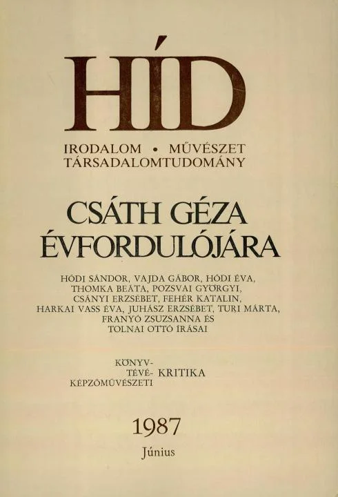 Híd, 51. évf. 1987. június. 6. sz. 733–924. oldal