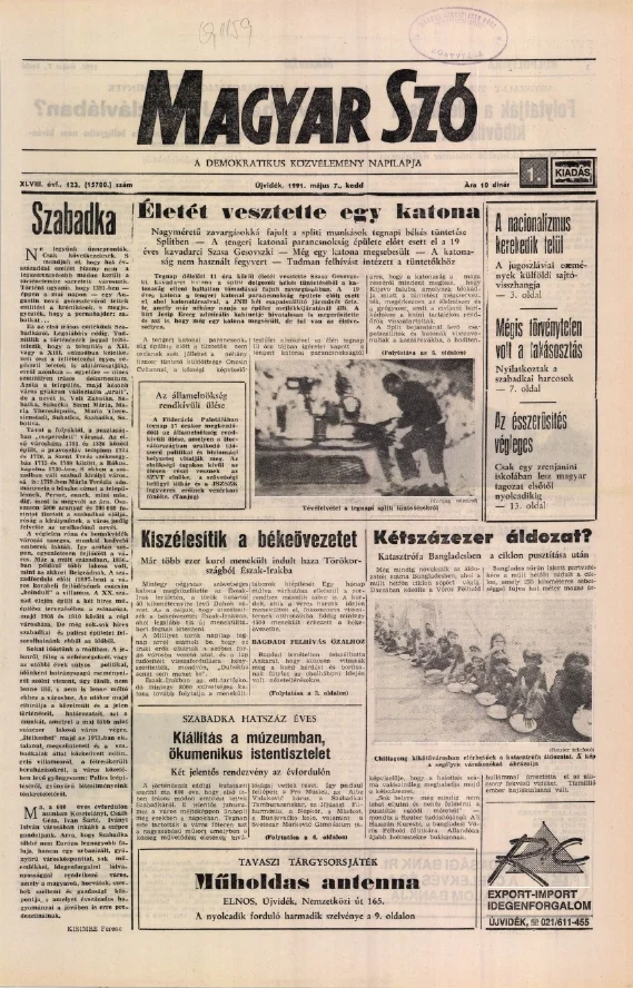 Magyar Szó, 48. évf. 1991. május 7. 123. sz. 1–20. oldal