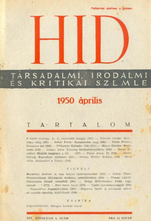 Híd, 14. évf. 1950. április. 4. sz. 201–296. oldal