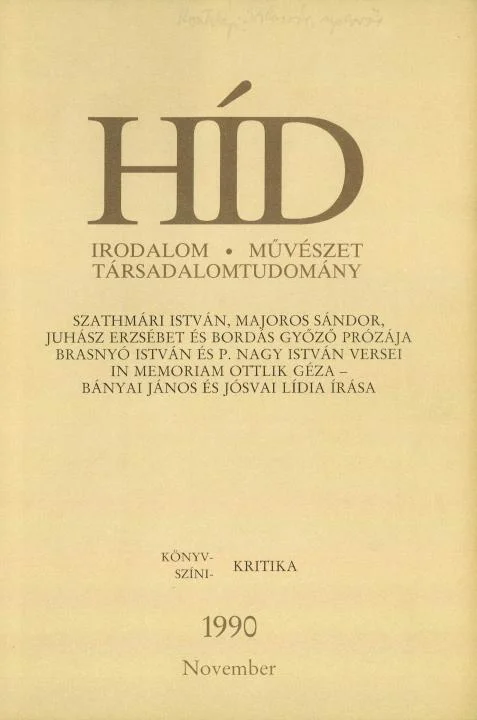 Híd, 54. évf. 1990. november. 11. sz. 1073–1172. oldal