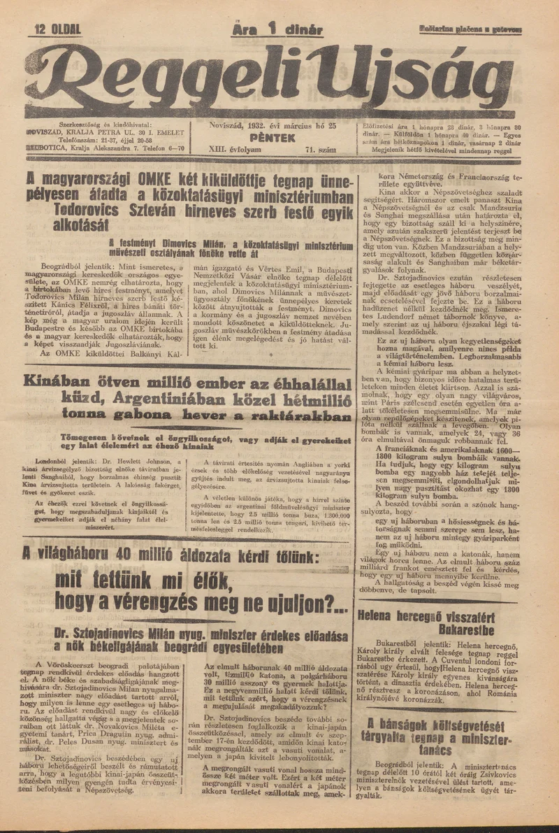 Reggeli Újság, 13. évf. 1932. március 25. 71. sz.