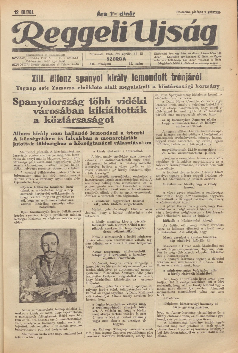 Reggeli Újság, 12. évf. 1931. április 15. 87. sz.