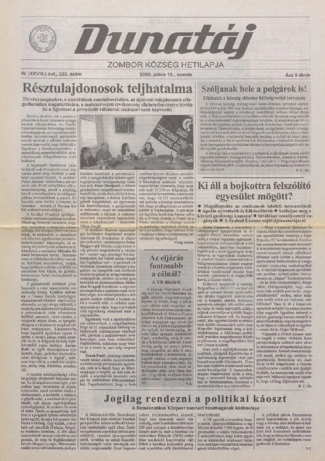 Dunatáj, 5. évf. 2003. július 16. 223. sz.