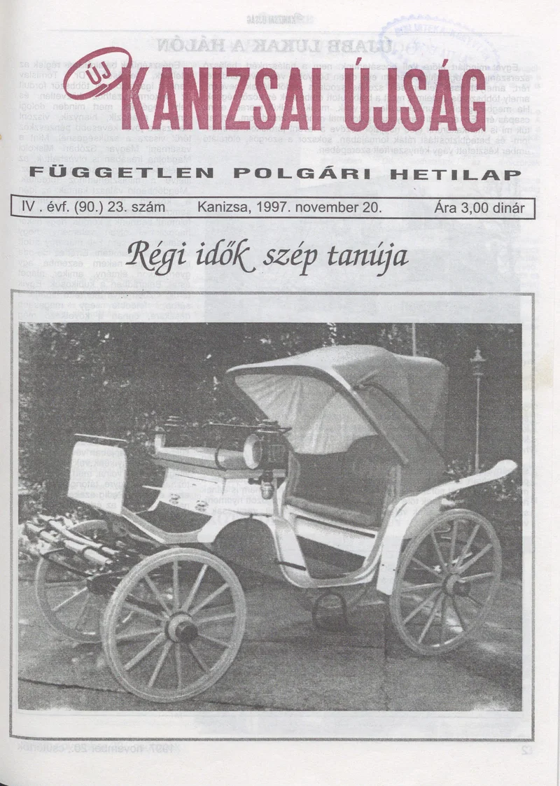 Új Kanizsai Újság, 4. évf. 1997. november 20. 23. sz.