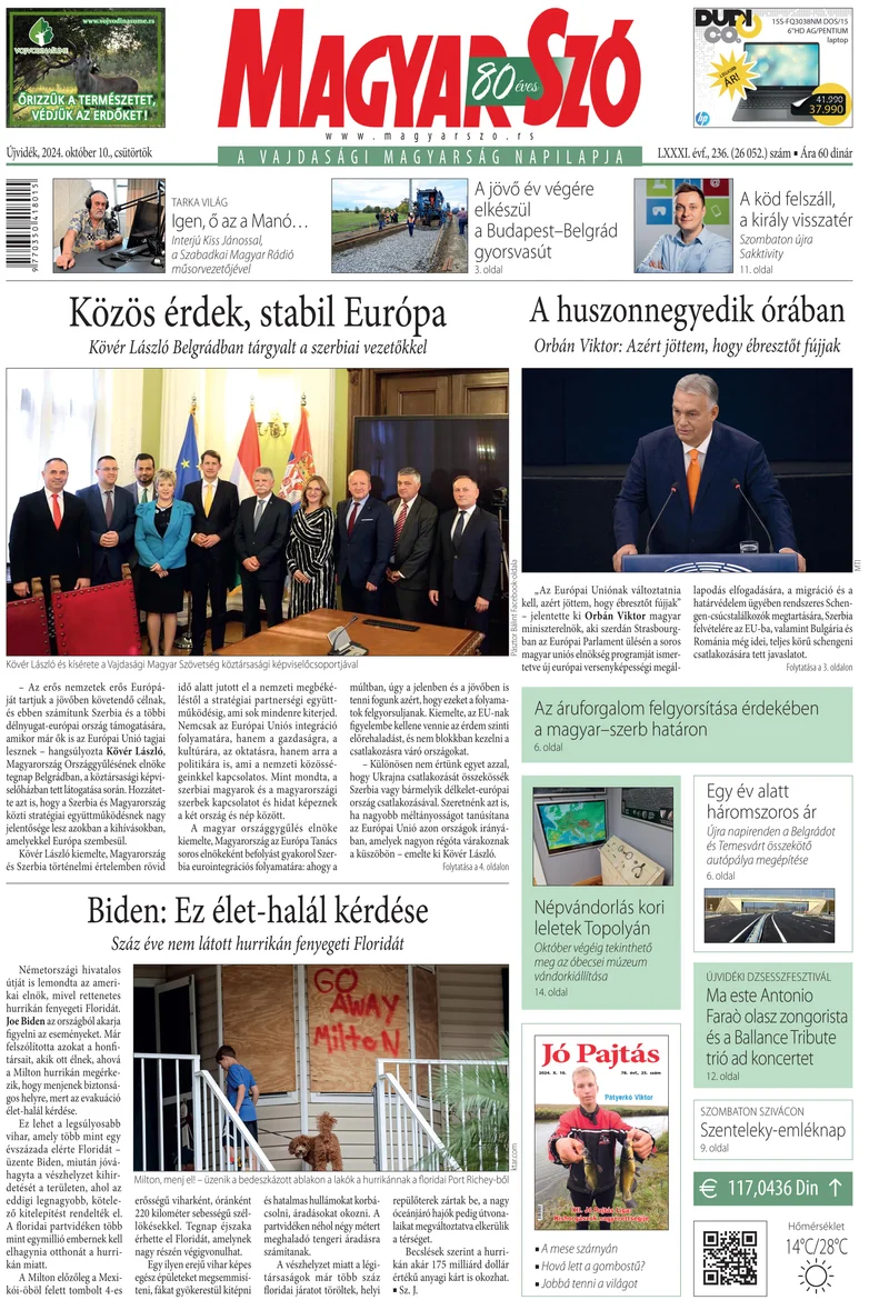 Magyar Szó, 81. évf. 2024. október 10. 236. sz. 1–20. oldal