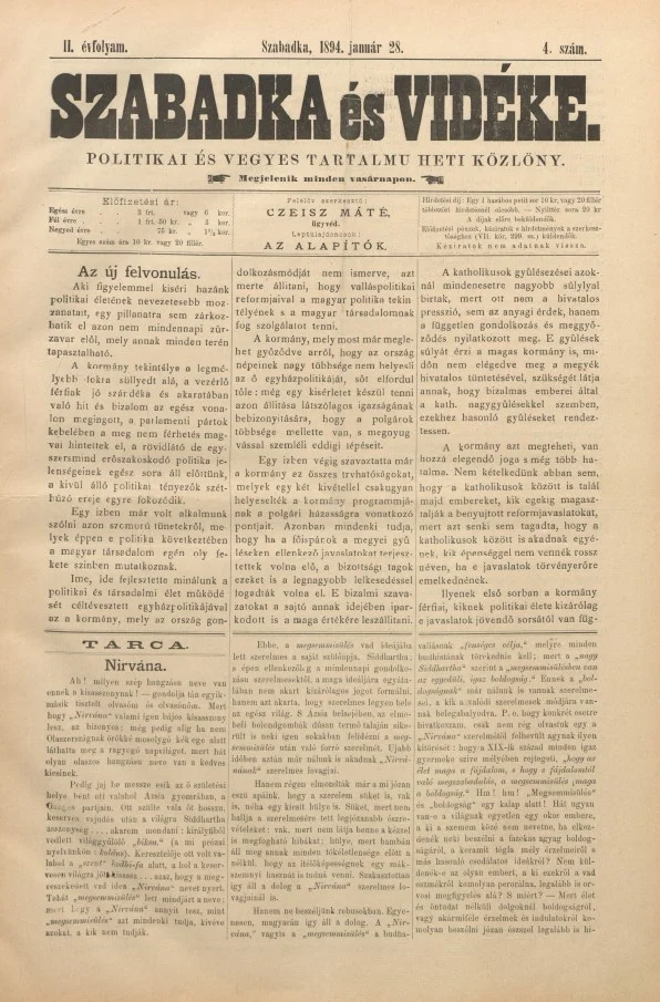 Szabadka és vidéke II, 1. évf. 1894. január 28. 4. sz.
