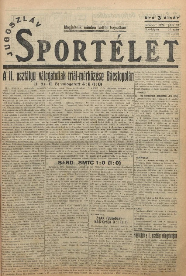 Jugoszláv sportélet, 3. évf. 1924. július 28. 27. sz.