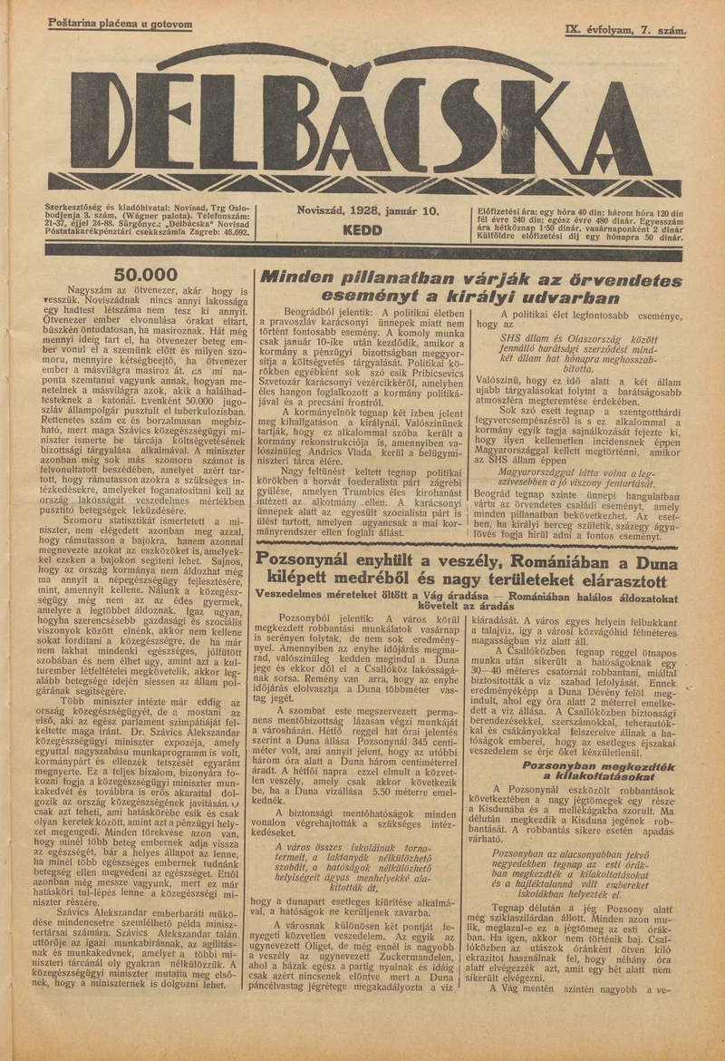 Délbácska, 9. évf. 1928. január 10. 7. sz.