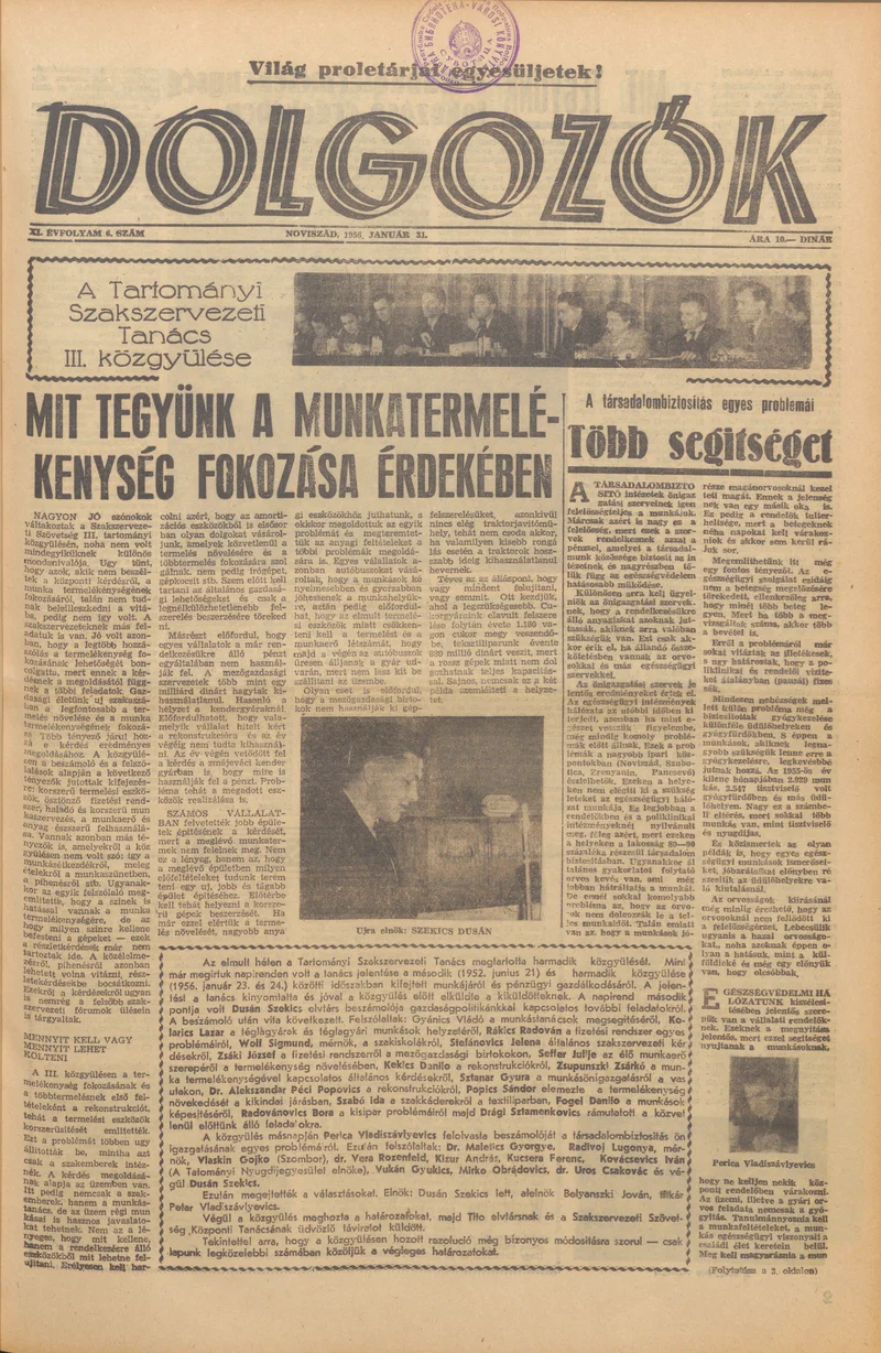 Dolgozók, 10. évf. 1956. január 31. 6. sz.