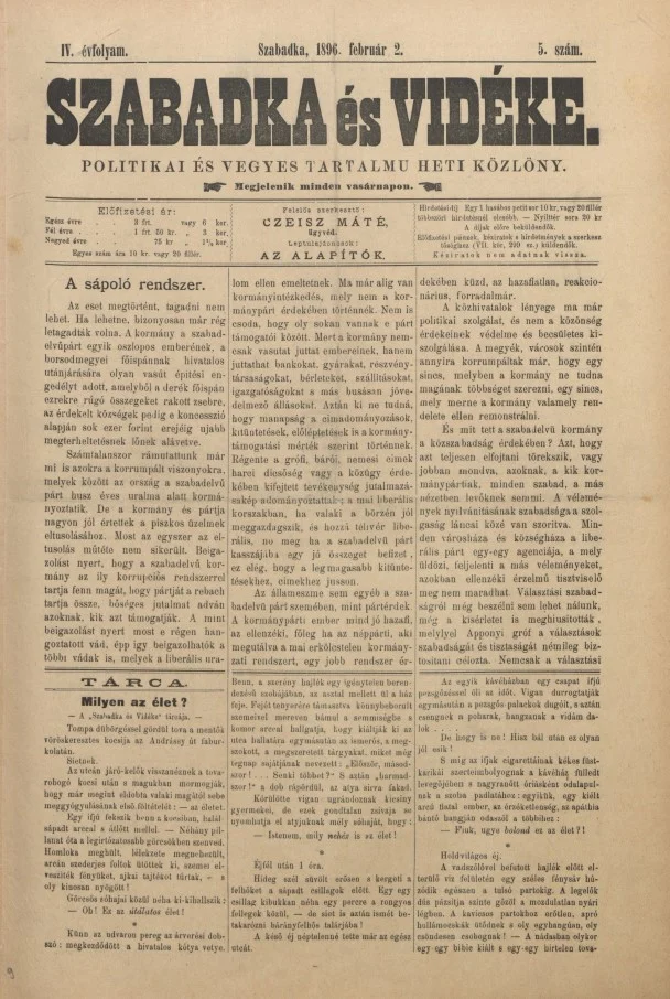 Szabadka és vidéke II, 4. évf. 1896. február 2. 5. sz.