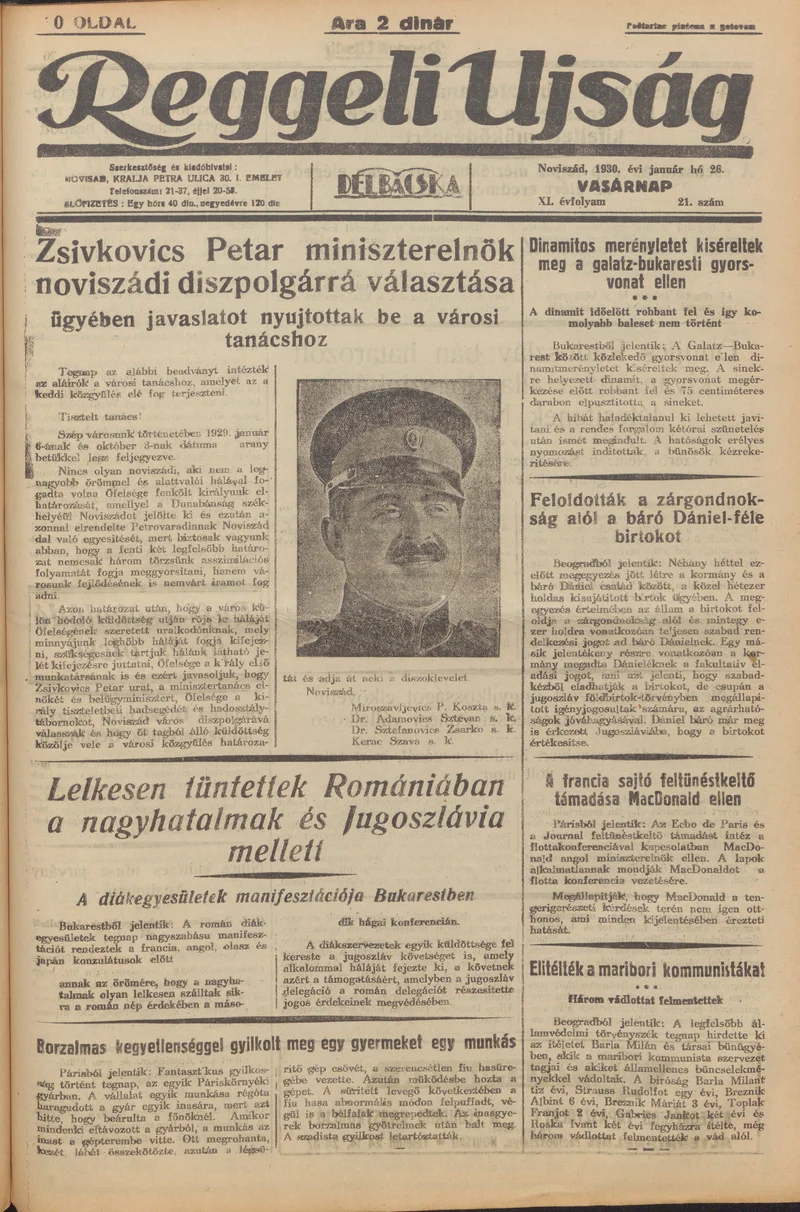 Reggeli Újság, 11. évf. 1930. január 26. 21. sz.