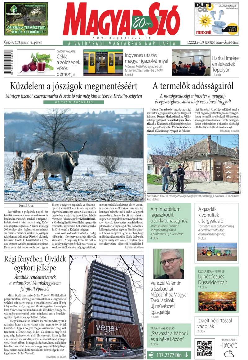 Magyar Szó, 81. évf. 2024. január 12. 9. sz. 1–16. oldal